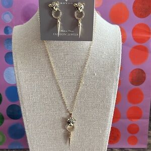 Gold Necklace with Black Accents